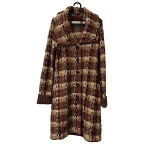 Anthro Charlie Robin Plaid Wool Mohair Blend Longline Cardigan Sweater Small
